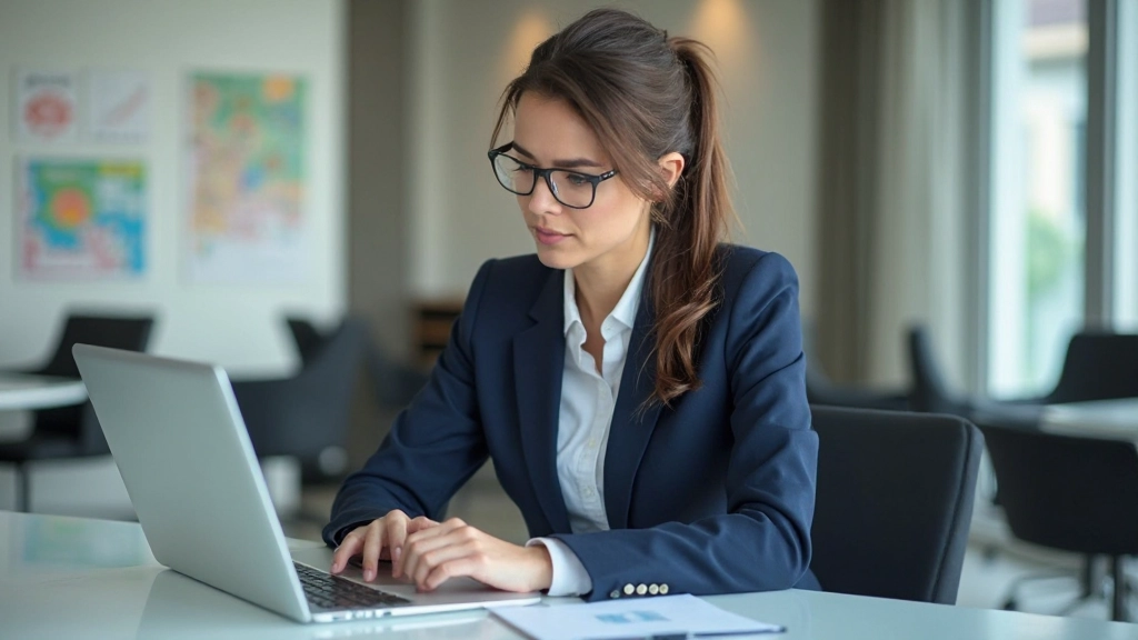 Профессионал, работающий с данными аналитики на ноутбуке в современном офисе